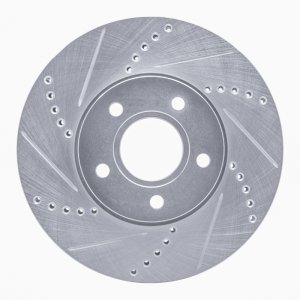 Ford Focus Brake Rotor (1) - Front Left - R1 Concepts - Drilled & Slotted - Silver - `12-`18